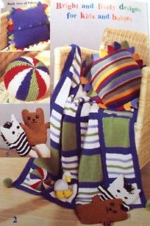 KNITTING 8 Patterns BEGINNERS Child Jacket Hat Blanket Afghan Pillow 