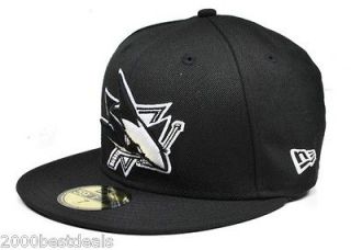 NEW ERA 59FIFTY FITTED NHL SAN JOSE SHARKS WOOL HAT CAP BLACK WHITE