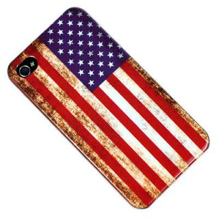 Retro old fashion USA American Flag Back Case Cover skin for Apple 