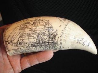 SCRIMSHAW WHALE TOOTH RESIN REPLICA THE COMET