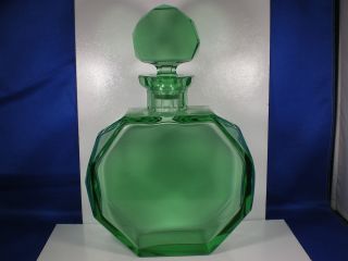 Antique Art Deco Rich EMERALD GREEN color GLASS Octagonal shape 