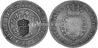 Angola 2 Macutas, Countermarked Coinage 1837