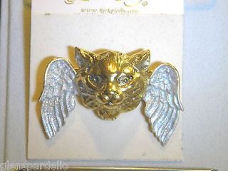 Kirks Folly angel wing Cat pin Kitty Cat FREE SHIP retired rare