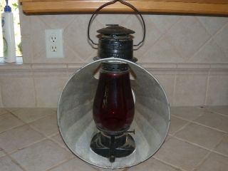 Awesome Antique Dietz Railroad Train Lantern Ruby Red Glass #30
