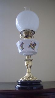   RARE ANTIQUE/ ART DECO (1920) ALL ORIGINAL OPAL GLASS TABLE OIL LAMP