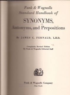   & WAGNALLS STANDARD HANDBOOK OF SYNONYMS, ANTONYMS, AND PREPOSITIONS