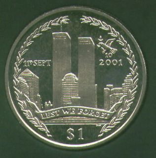   Virgin Isles 10th Anniversary of 9/11 Twin Towers One Dollar Coin