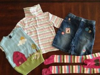 EUC Baby Gap Farm Fresh Skirt Top Vest Tights Set Lot