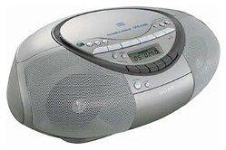   S350 MEGA BASS SOUND SYSTEM AM/FM CD RADIO CASSETTE RECORDER   SILVER