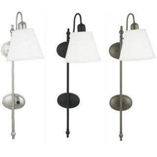 Brushed Nickel Or Black Or Bronze Plug In Or Direct Wire Wall Light 