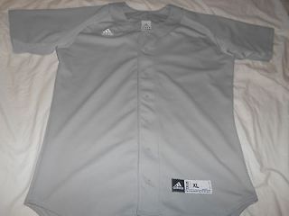 ADIDAS Baseball Jersey XL Gray Silver Blank NO NUMBERS OR GRAPHICS
