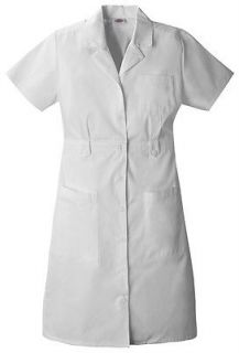   Medical Uniform Button Front WHITE Nursing Uniform Dress 38 XS 3XL