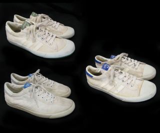   Lot of 3 Adidas White Canvas Sport Casual Sneakers Shoes Sz US 7 7.5