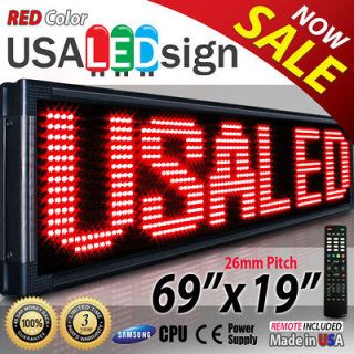LED PROGRAMMABLE SIGNS 69x19 26MM SCROLLING RED COLOR UL LISTED