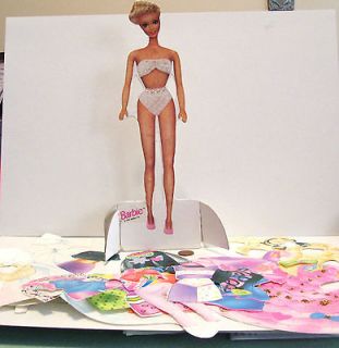 Vintage 1992 Barbie 12 Paper Doll Cut Out with Stick on Clothes
