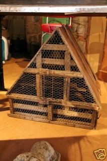 Item # 615 Antique Primitive Bird Cage House Feeder Coop