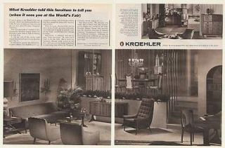 1964 Kroehler Designers Collection Furniture 2 Page Ad