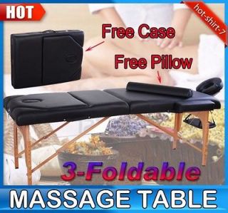 NEW 3 Fold Thick Portable Massage Table Spa Tatto Bed W/Free Pillow 