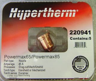 Hypertherm Powermax 65 & 85 45 Amp Nozzles 220941 5pk