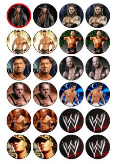 24 x WWE Wrestling Cup Cake Toppers (Precut Available)