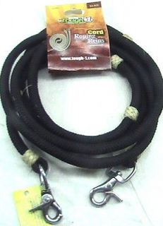   fancy black cord nylon 7 roping/contest reins horse tack equine