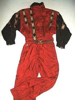   One Piece Ornate Embroidered Winter Insulated Snow Ski Suit Sz 12