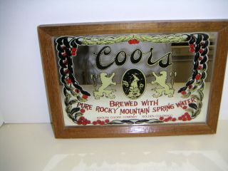 VINTAGE COORS EXTRA GOLD DRAFT BEER MIRROR SIGN 16 5/8 X 16 5/8 WOOD 