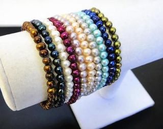 Womens Jewelry Set of 10 Freshwater Pearl Stretch Bracelets