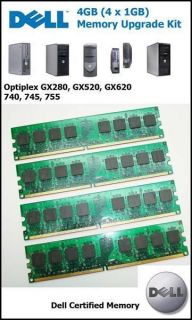4GB Memory Upgrade Kit Dell Optiplex GX280 GX520 GX620 740 745 755 