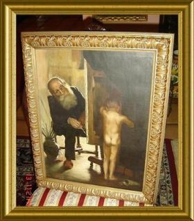   PAUL PEEL SIGNED & DATED 1930 OIL PAINTING COPY,THE MODEST MODEL