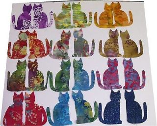 24 die cut 5 + inch Batik fabric cats quilting appliques