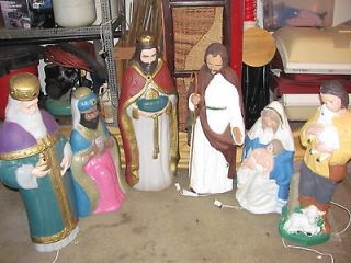 TPI Nativity Set Jesus Xmas Art Blowmold Light Plastic Outdoor Yard 