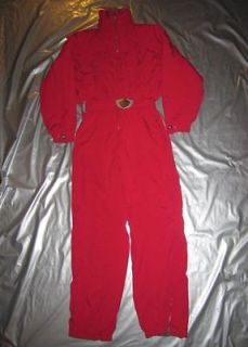 BOGNER WOMENS ONE PIECE SKI SUIT Size 10 Lined Insulated Solid Red 