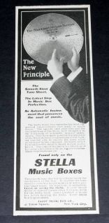 1901 OLD MAGAZINE PRINT AD, STELLA MUSIC BOXES & SMOOTH STEEL TUNE 