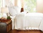 RAG RUFFLE CHIC N SHABBY SOLID IVORY QUEEN QUILT + SHAMS SET