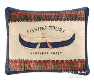 NORTHERN FISHING LODGE LOG CABIN CANOE ACCENT PILLOW