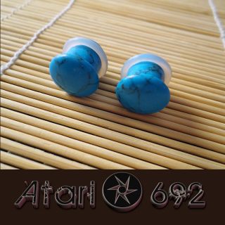 NEW PAIR 00g TURQUOISE SINGLE FLARE PLUGS FREE SHIP 10mm gauges 