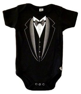 Cute Tuxedo Baby Romper/onesie Infant black one piece tux size 6 12 
