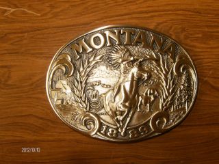 STATE OF MONTANA SOLID BRASS BELT BUCKLE