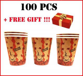   Cafe COFFEE Paper Hot Tea/ Coffee Cups 8oz 250ML+GIFT CUP HOLDER