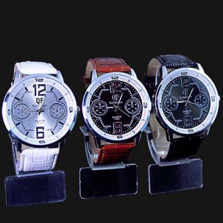 3pcs New Spandy Great Mens leather fashion large quartz watch,W6 3