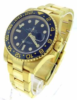 New Mens Rolex Oyster Perpetual Date GMT Master II 116718 18K Gold 