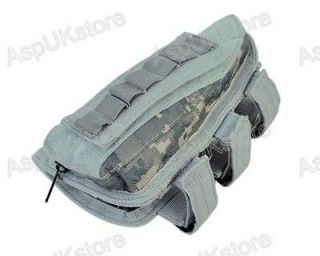 Airsoft Rifle Stock Ammo Pouch w/Cheek Leather Pad Style B ACU