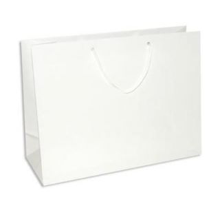 100 PAPER BAGS BOUTIQUE / GIFT MATTE WHITE 16X6X12 WITH ROPE HANDLES