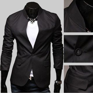 Men Slim Fit Chinese Tunic Style One button Single breaste​d Groom 
