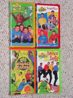 THE WIGGLES LOT OF 4 VHS TAPES DANCE PARTY YUMMY YUMMY WIGGLE TIME 