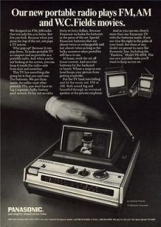 1970 Panasonic Portable AM/FM Radio/TV ad ~ W.C. Fields
