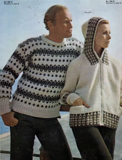 Reynolds Knitting Pattern Womens Mens Lopi Icelandic Sweaters Hooded 