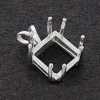 6mm   11mm) Square 8 prong Solid Sterling Silver Pendant Setting