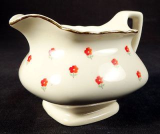 LIDO W.S. GEORGE CREAM MILK PITCHER BLUSHING ROSE RED FLOWERS COTTAGE 